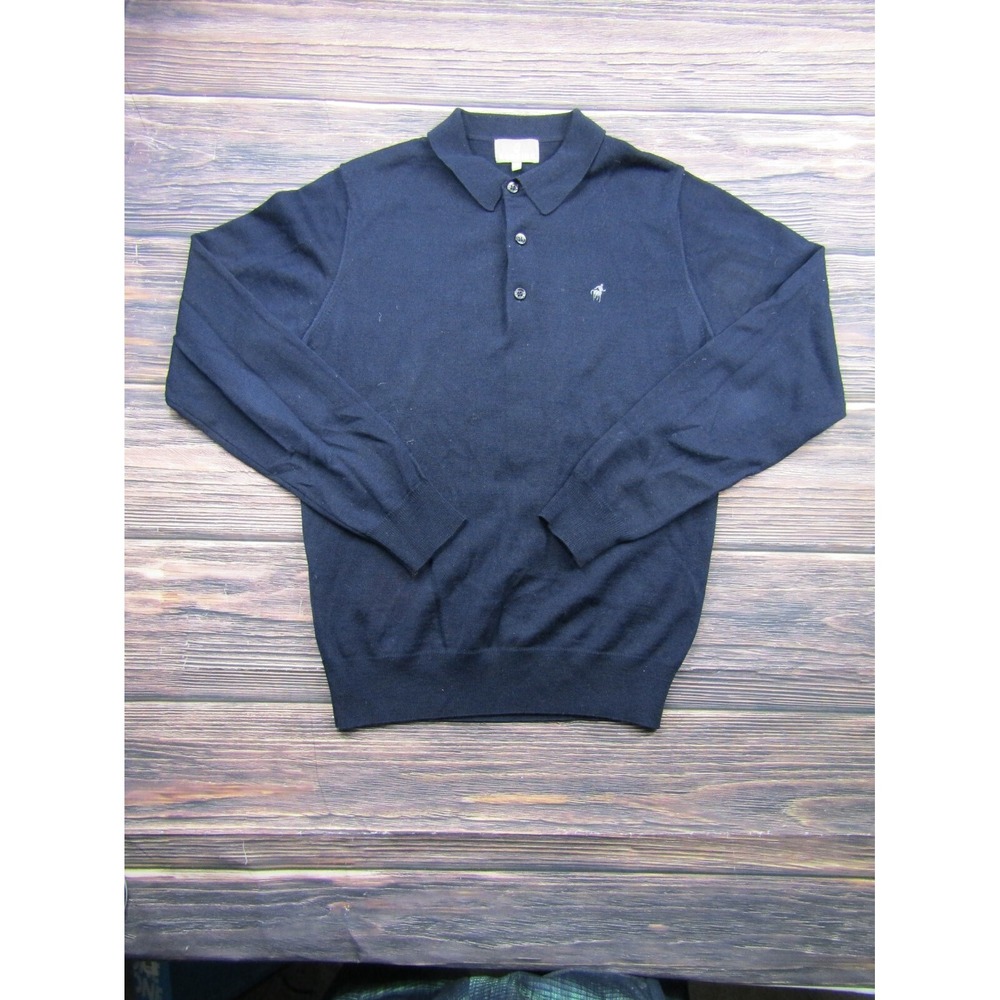 Rodrigo Mens‎ Size 48 Navy Blue Merino Wool Blend 3 Button Long Sleeve Sweater